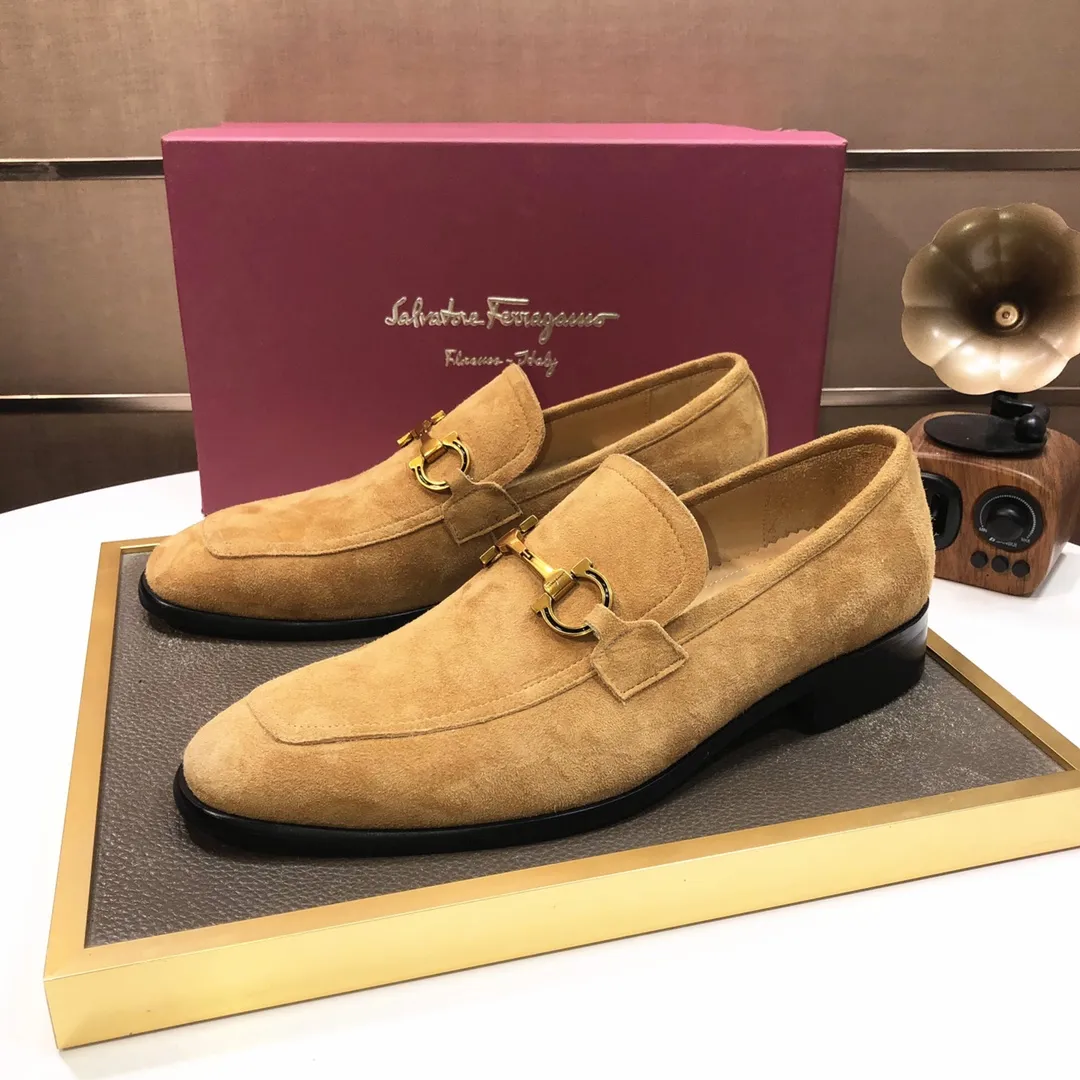 Men's shoes 💰500💰 [Ferragamo/Ferragamo] The latest model in the counter. Original imported high-quality cowhide with open sides + imported 🐂 water-dyed cowhide lining + original luxury metal buckle + original combination outsole. Comparison without pressure 38--45 (45 is custom-made and cannot be returned or exchanged)